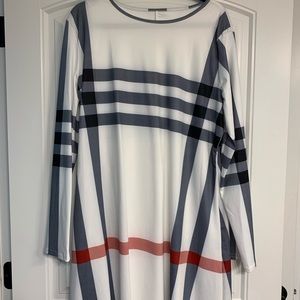 NWOT white plaid swing shirt dress 5x fits like 3x